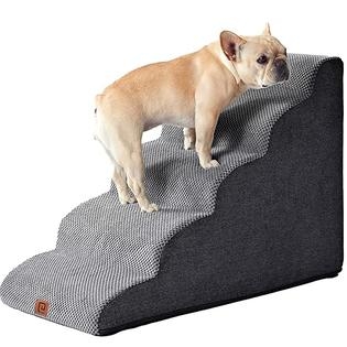 Pet Stairs, Curved 5-Step Design with Charcoal Grey Mesh Tread