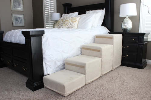Pet Stairs, Four-Tier Upholstered with Grip Strips for Traction
