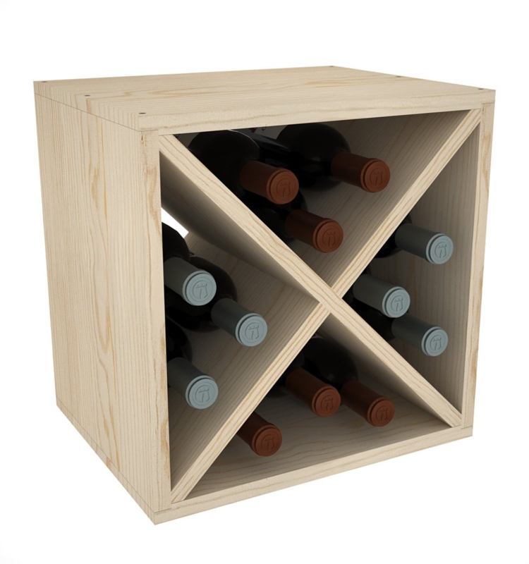 Pine Wine Cube with Twelve Bottle Capacity and X-Divider.