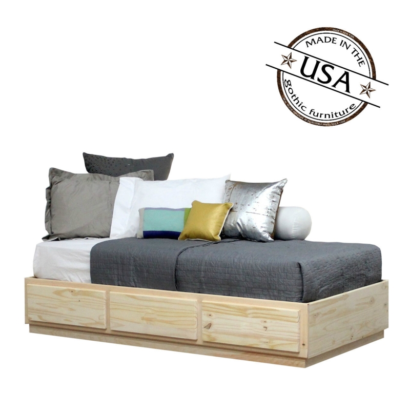 Pine Wood Captains Bed with Three Drawers Platform