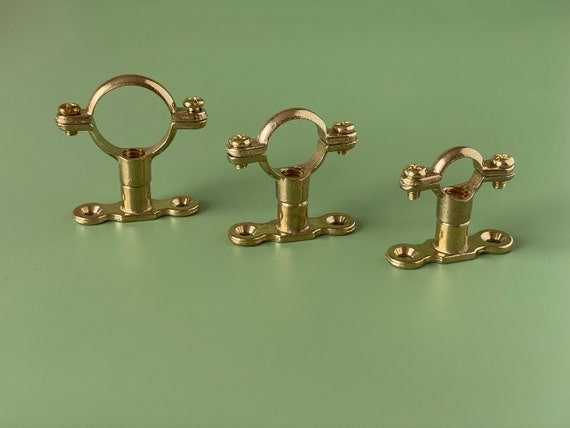Pipe Bracket Solid Brass Munsen Ring Design Industrial Polished Gold