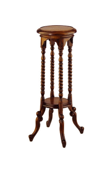 Plant Stand Barley Twist Legs Chestnut Wood Traditional Scrolled Feet