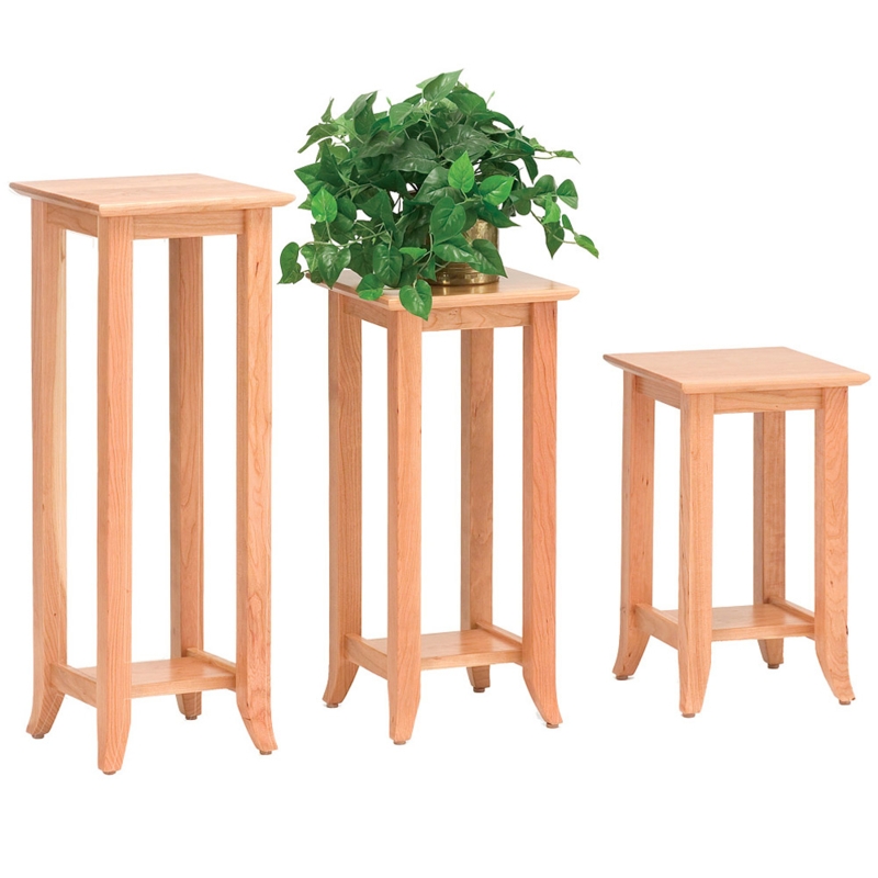 Plant Stand Mission Style Honey Oak Wood Flared Feet Graduated Heights