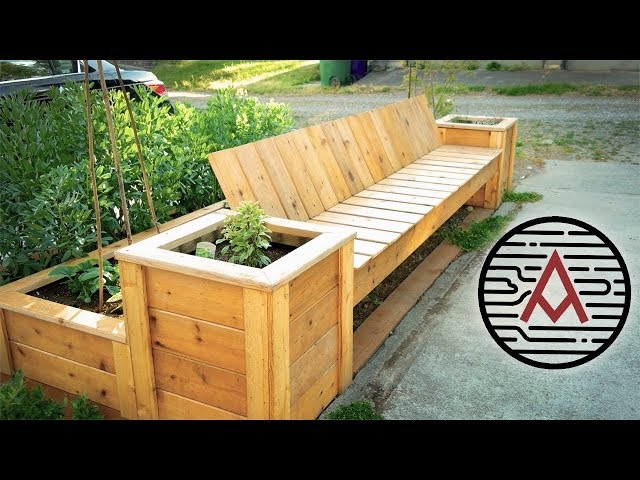 Planter Bench Raised Bed Design Angled Backrest Honey Brown DIY Seating