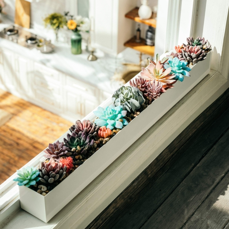 Planter Box Metal Long Rectangular Shape for Windowsills