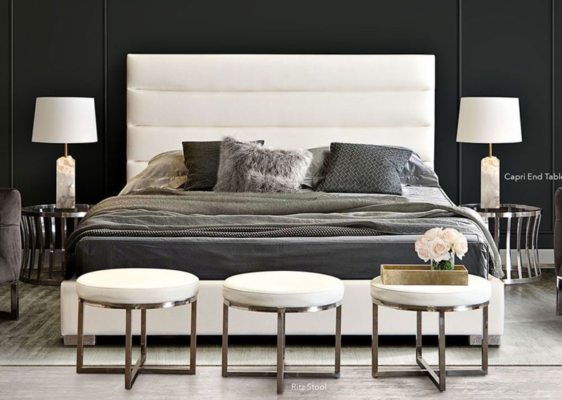 Platform Bed, Horizontally Channeled Headboard, Low Profile Frame