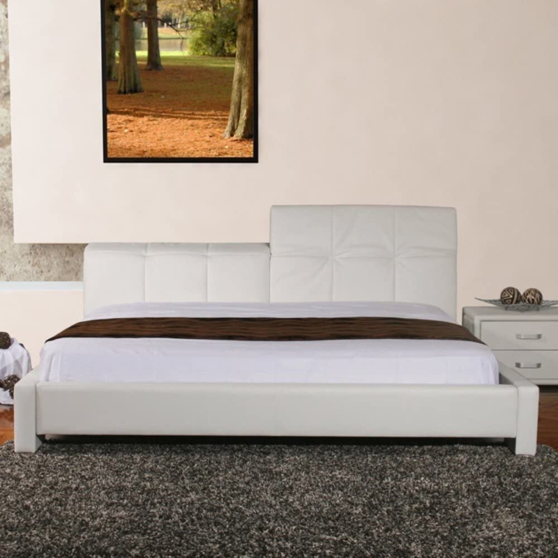 Platform Bed, Leather-Like, Split Adjustable Headboard Design