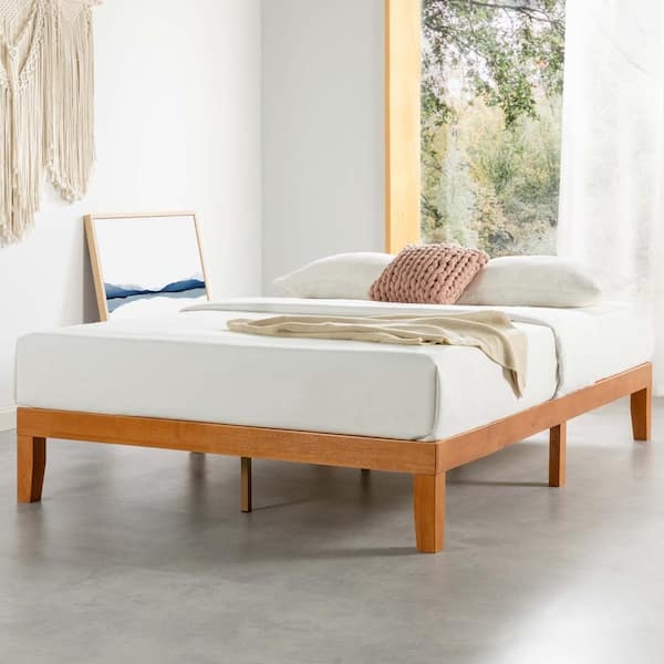 Platform Bed: Natural Pine Low Profile Minimalist Base