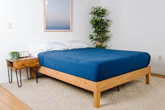 Platform Bed: Scandi Modern Headboardless Wood Toned Frame
