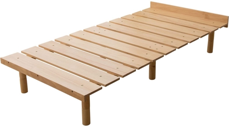 Platform Bed with Adjustable Legs, Solid Pine Japanese Slatted Frame
