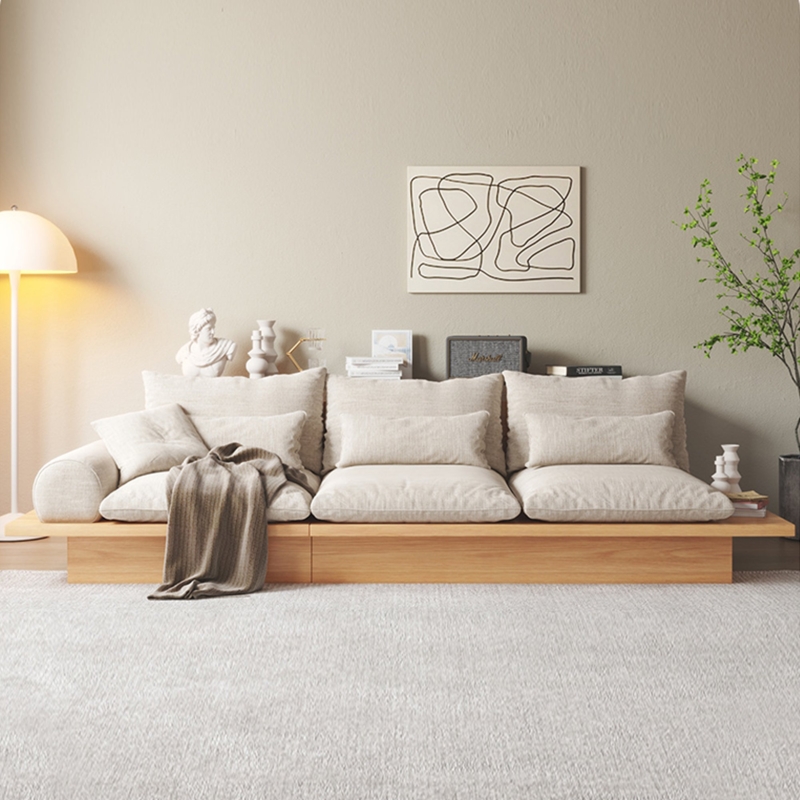 Platform Sofa with Low Profile Silhouette and Wood Base