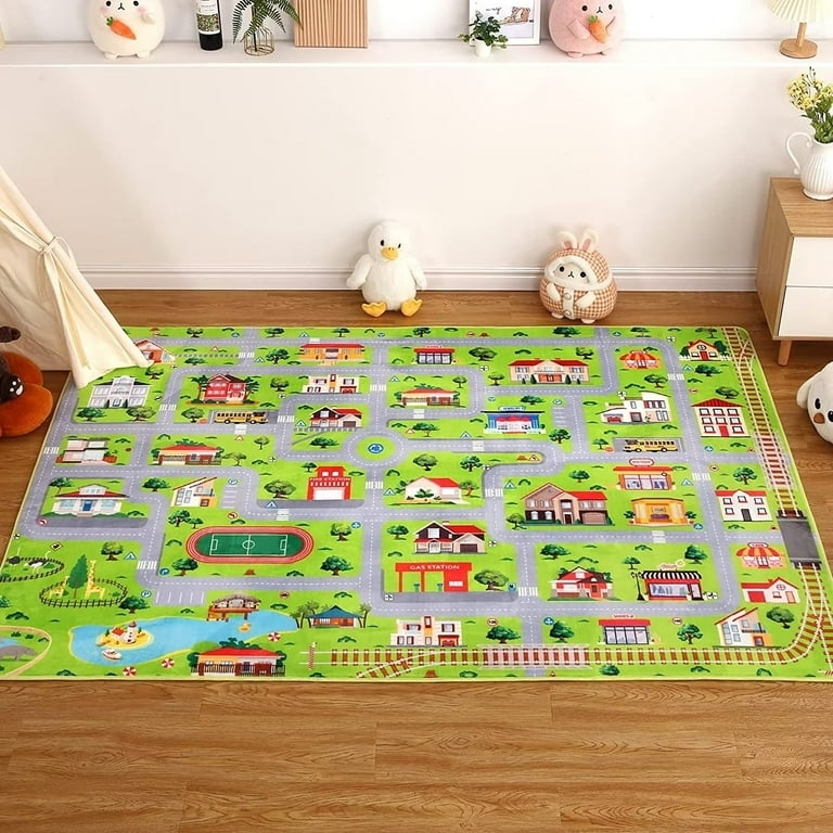 Play Rug City Map Design Train Tracks Border Interactive Town Rug
