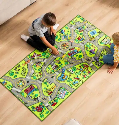 Playmat Rug Lime Green Educational Road Rug Educational Graphics