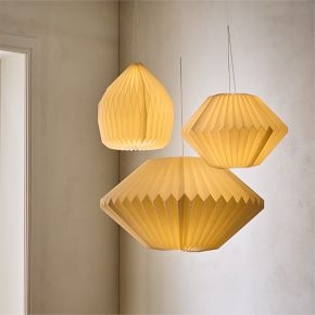 Pleated Paper Pendants Geometric Shapes Staggered Heights