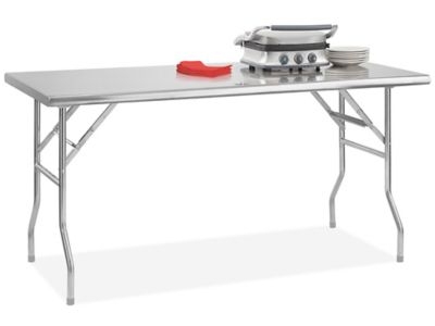 Polished Metal Folding Table Portable Catering Prep Surface