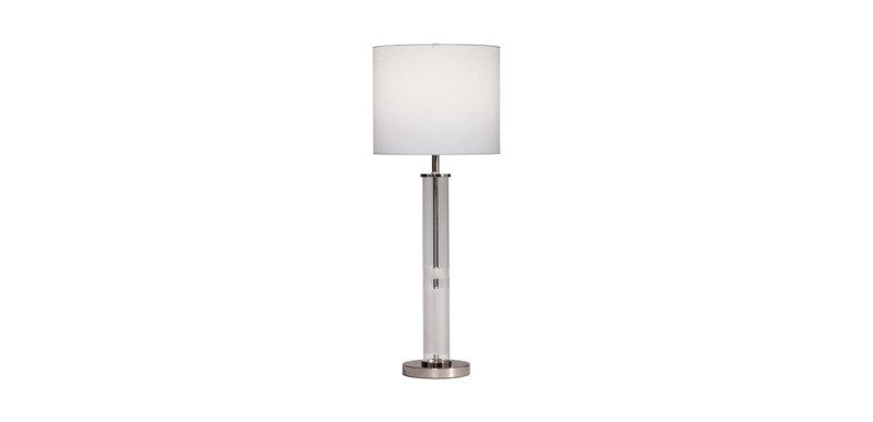 Polished Silver Buffet Lamp with Clear Glass Cylindrical Body (64 chars)