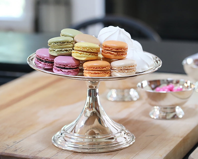 Polished Silver Cake Stand Concentric Rings Traditional Riser