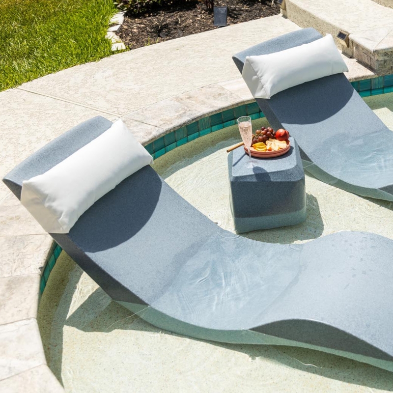 Pool Chaise Set in Slate Blue for Sun Shelf Tanning