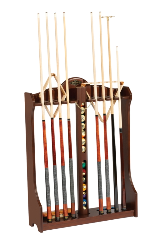 Pool Cue Rack Chestnut Wood with Vertical Ball Storage