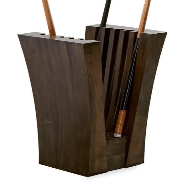 Pool Cue Rack Modern Architectural Walnut with Monolithic Form