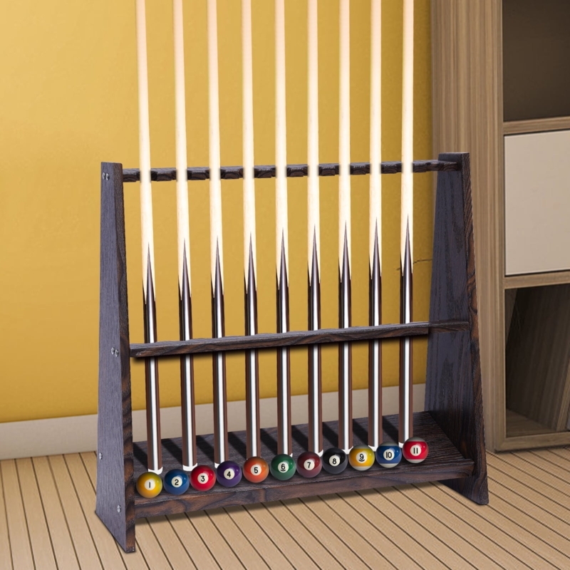 Pool Cue Rack Rustic Espresso Wood A-Frame with 10 Cue Capacity