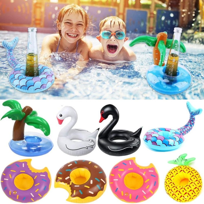 Pool Drink Holder: Vibrant Multi Inflatable Novelty Shapes.
