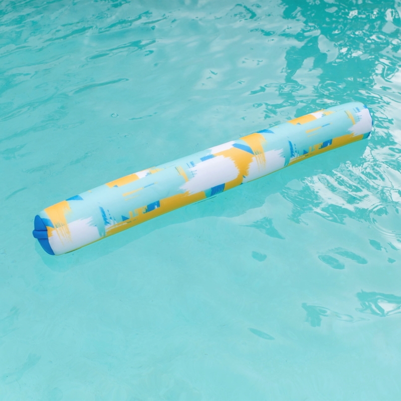 Pool Float: Jumbo Scale Sky Blue and Yellow Abstract Print.