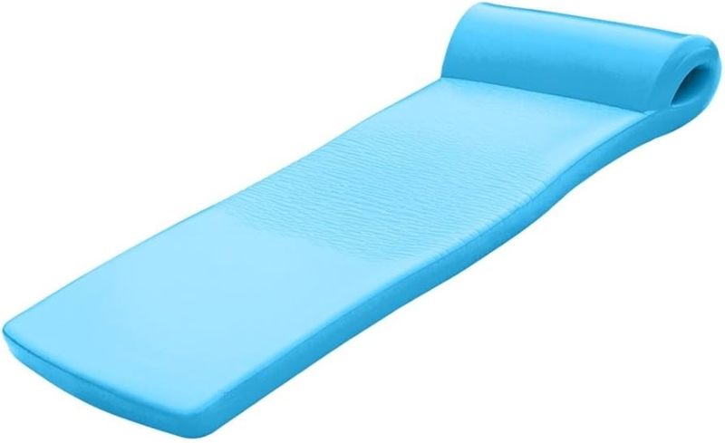 Pool Float Marina Blue Rolled Headrest Vinyl Coated Foam Modern Minimalist.