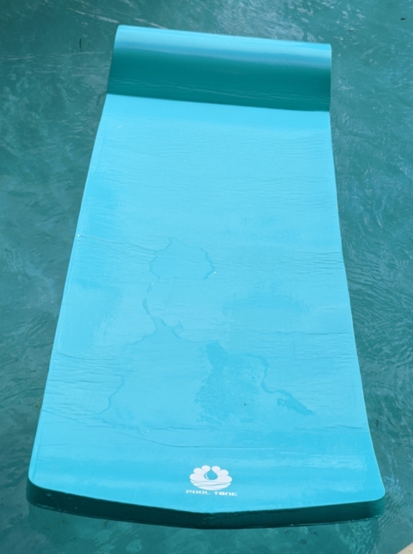 Pool Float Mat Vinyl Coated Foam Integrated Pillow Roll Top Headrest.