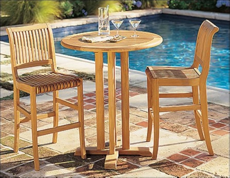 Poolside Bar Set with Multi Pillar Table Base for Bistro Dining