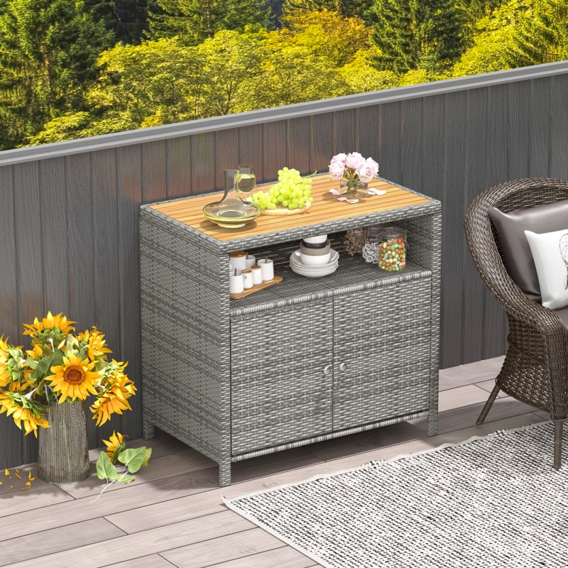 Poolside Storage Cabinet Outsunny Wicker Outdoor Storage Cabinet - Dark  Coffee Rattan Bar Table With Doors & Shelf For Patio, Poolside Outdoor  Buffet Cabinet Coffee