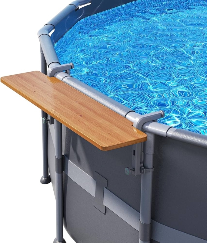Poolside Table: Cedar Brown Wood Toned Top with Rim Mounting System.