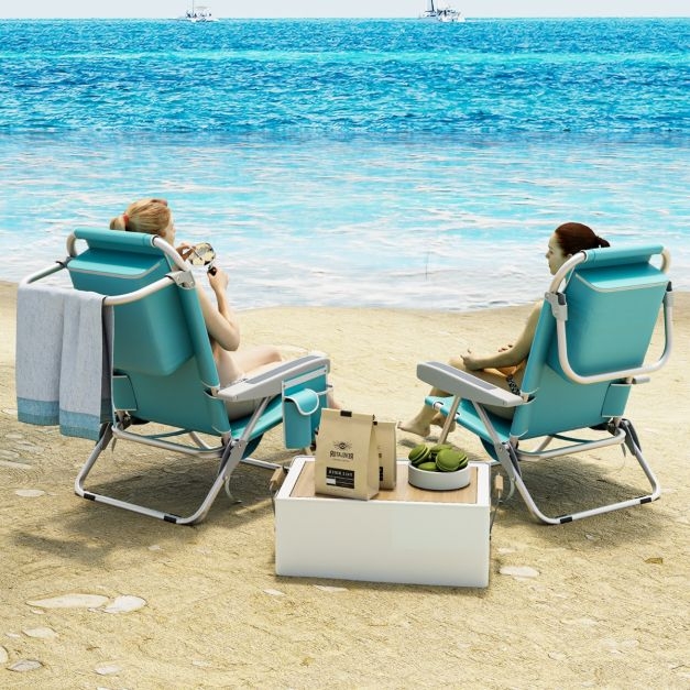 Portable Beach Beach Chair Recliner Lightweight Reclining Chairs Beach Chair  With Canopy And Footrest Lightweight