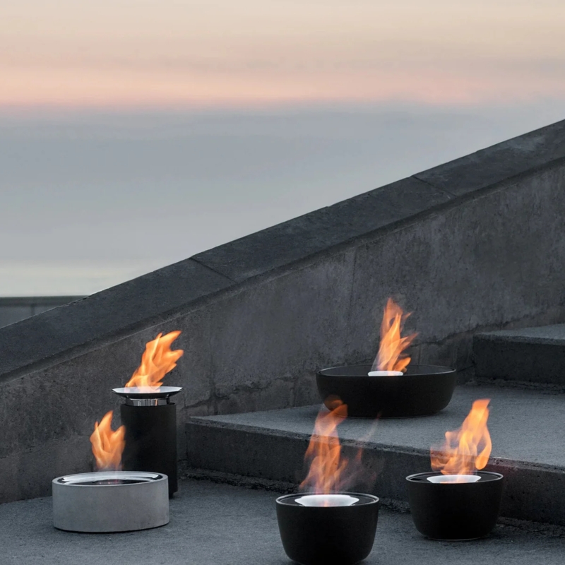 Portable Fire Pit Gel Burner Architectural Concrete Grey Bowls
