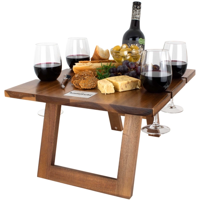 Portable Folding Cheese & Wine Picnic Table  Komorebi US