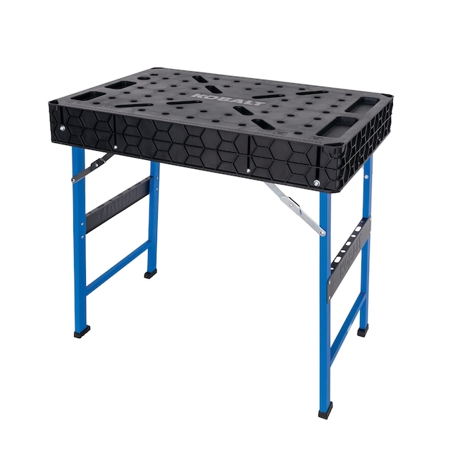 Portable Folding Workbench Royal Blue Honeycomb Pattern Perforated
