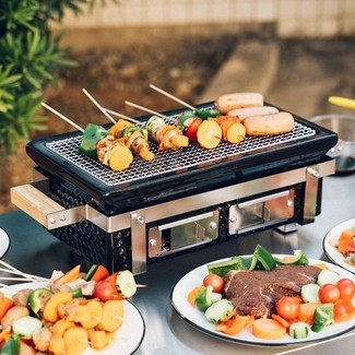 Portable Grill Honeycomb Texture Body Modern Industrial Patio Cooking