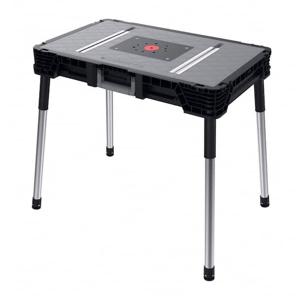 Portable Jobsite Workbench Router Mounting Plate T-Track Slots Folding