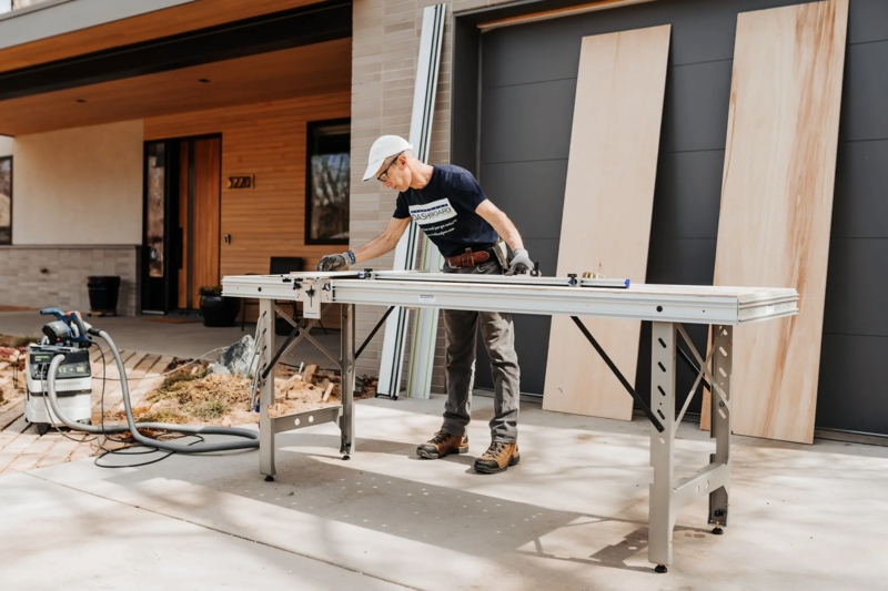 Portable Metal Workbench Integrated Track System Adjustable Legs