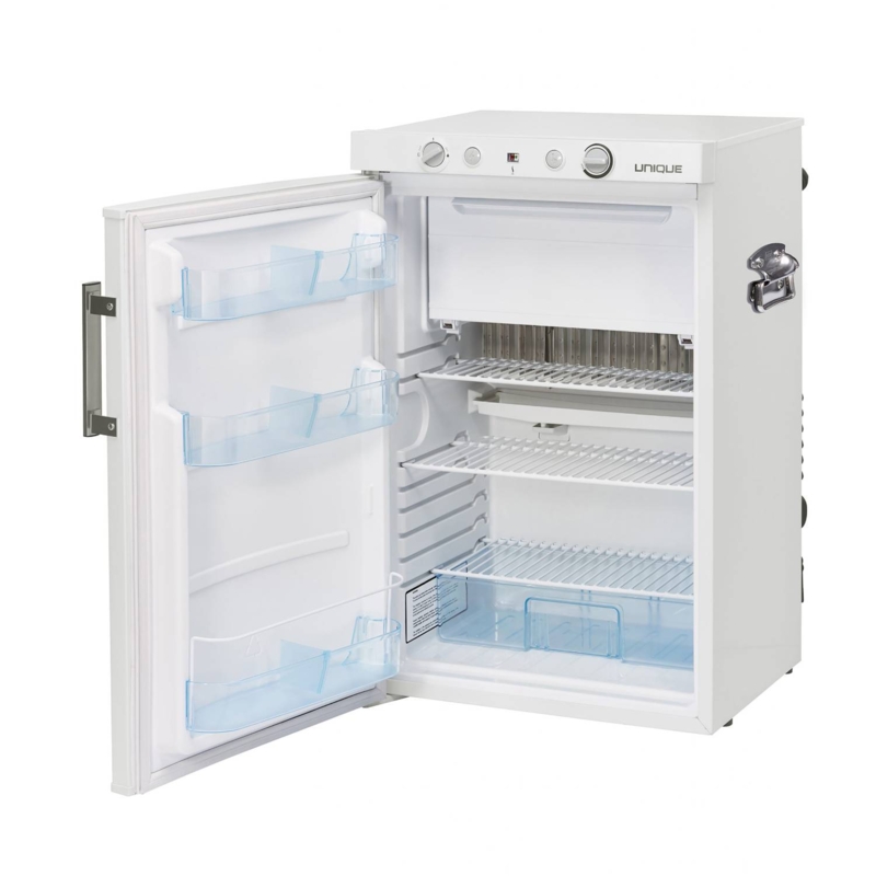 Portable Refrigerator White 3-Way Gas Side Handles Off-Grid Appliance