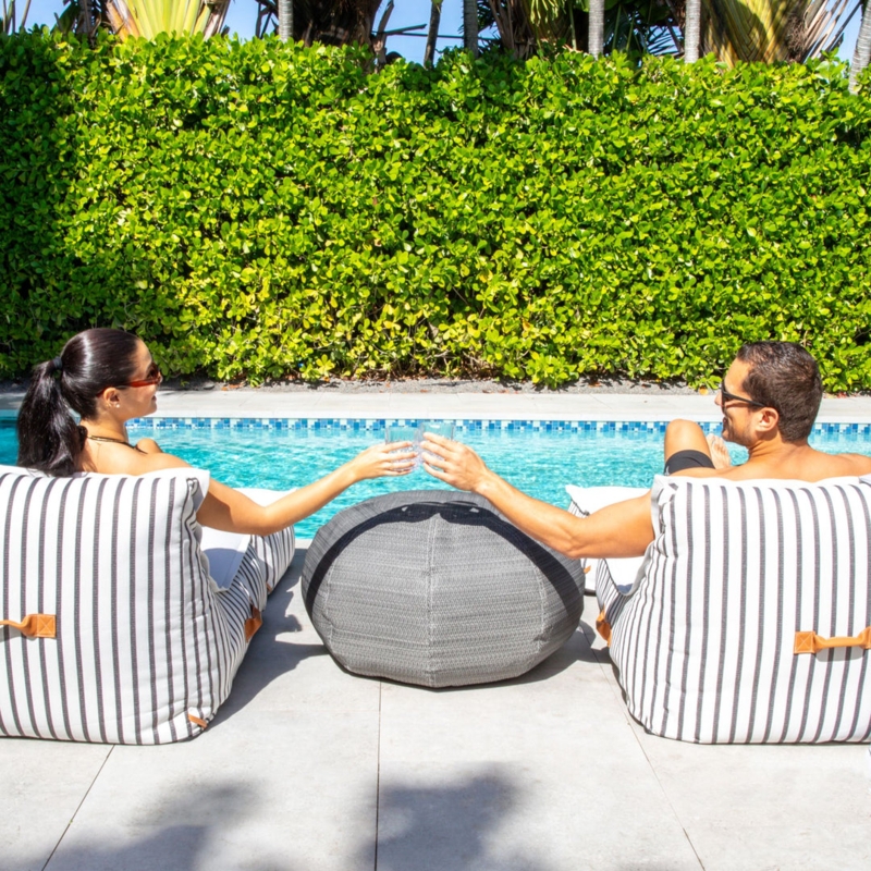 Pouf Ottoman Chevron Weave Portable Handles Chevron Patio Ottoman