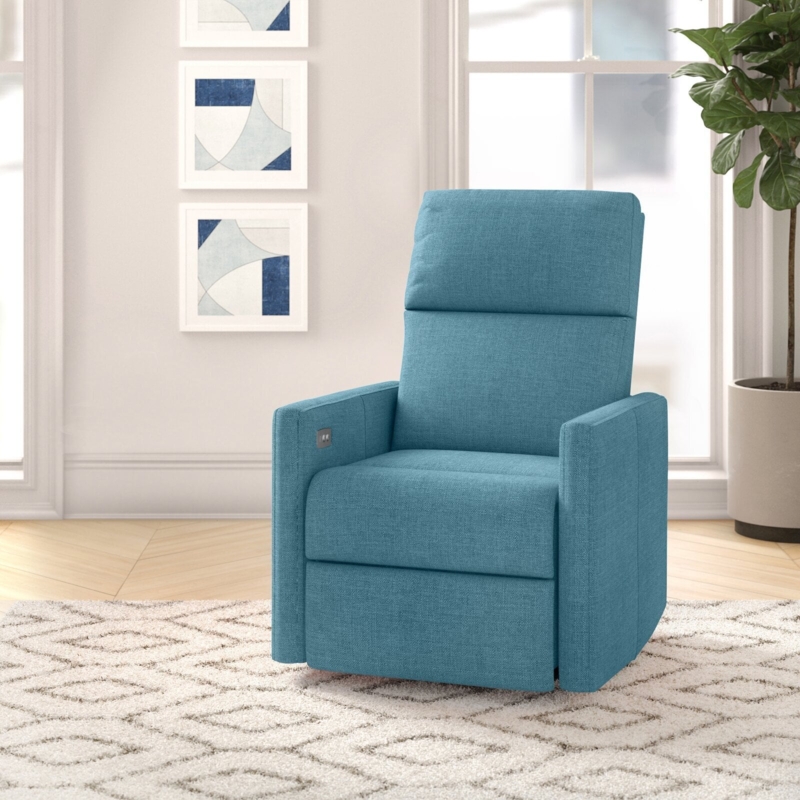 Power Recliner Power Controls Track Arms Small Teal Bedroom Recliner