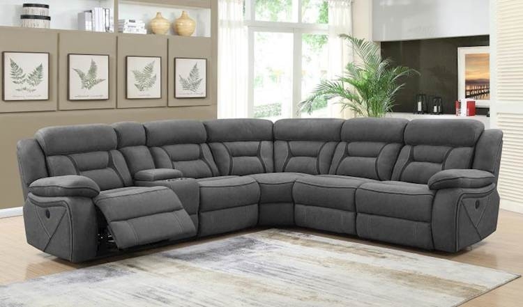 Power Recliner Sectional Curved Wedge Corner Contrast Stitching