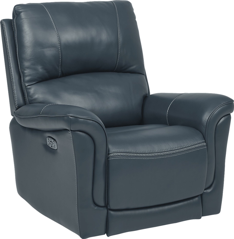 Power Recliner Triple Power Leather Contrast Topstitching