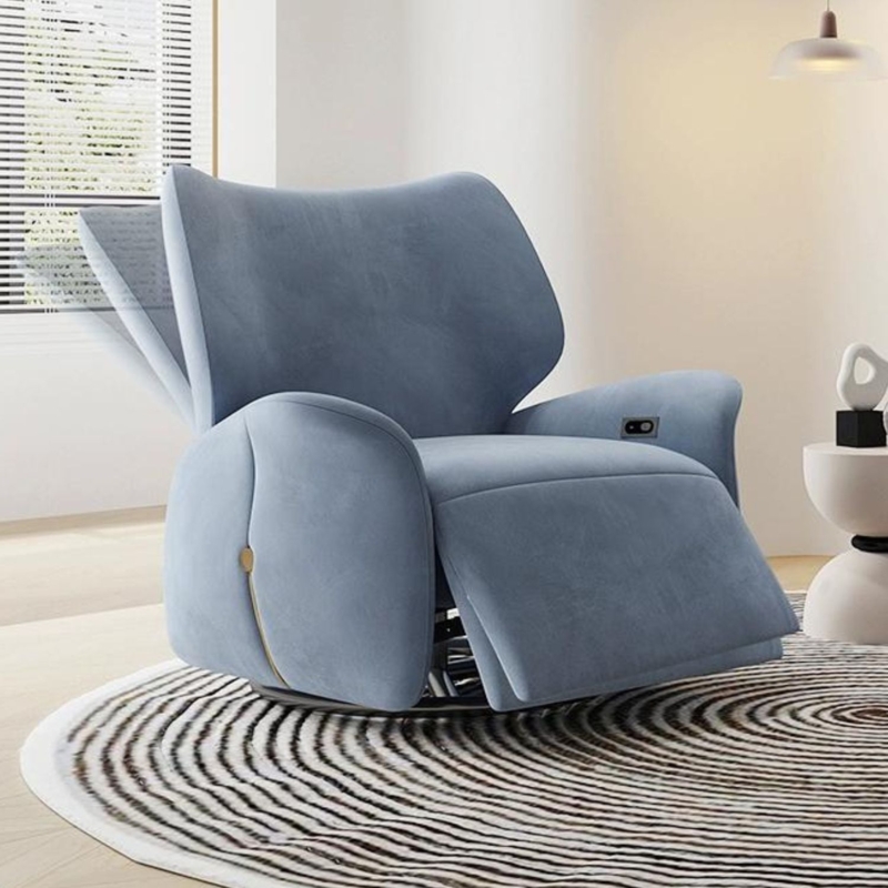 Power Recliner with Winged Backrest and Gold Accent