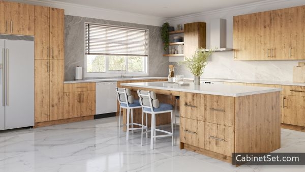 Pre-Assembled Kitchen Cabinetry with Slim Metal Bar Pulls