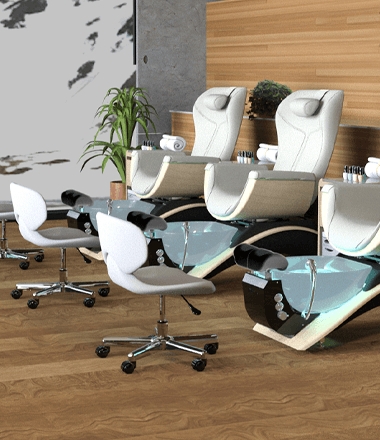 Professional Pedicure Chairs with Curved Ergonomic Back and LED Basins
