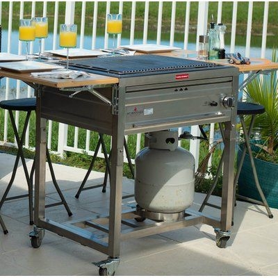 Propane Grill Station Fold Out Wings Rolling Outdoor Grill Table