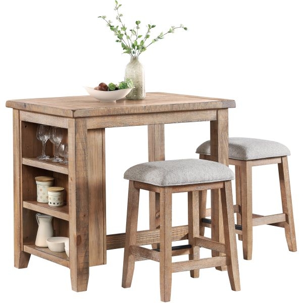 Pub Set Caramel Wood Integrated Shelving Footrest Guards