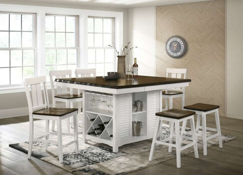 Pub Table Set Built In Wine Rack Shutter Panel Base Mixed Seating